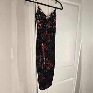 Agaci Black Velvet Floral Dress